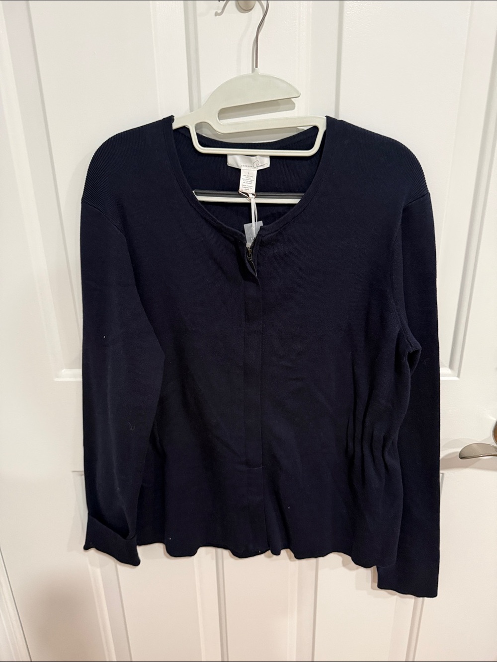 Classic Navy Zip-Front Crewneck Sweatshirt